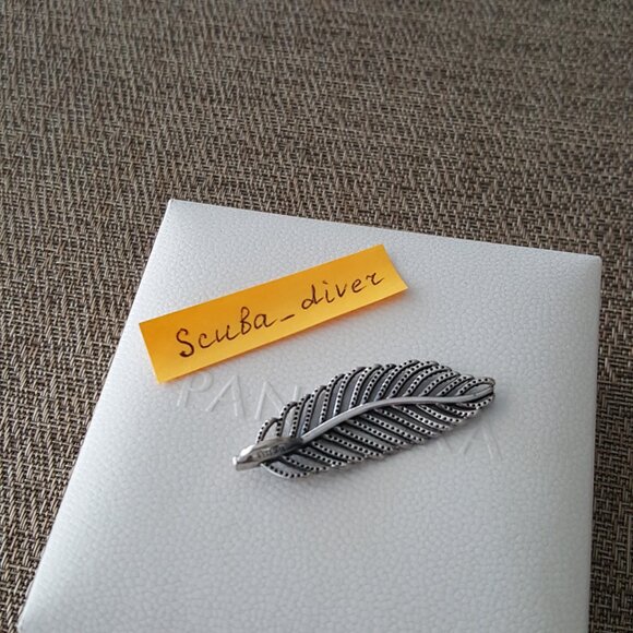 Vintage PANDORA Light as a Feather Pendant Cubic Zirconia Sterling Discontinued - Picture 4 of 7